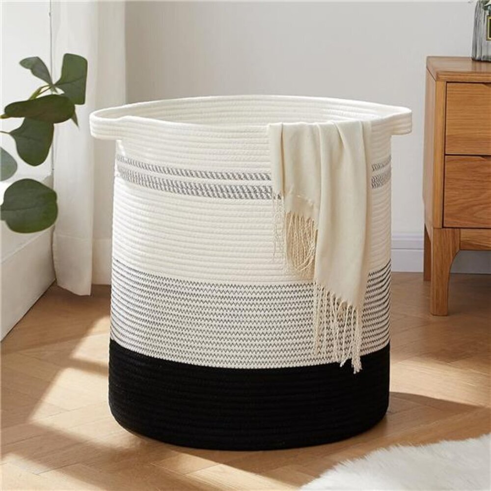 Large Woven Laundry Hamper 80l Storage Basket With Handles